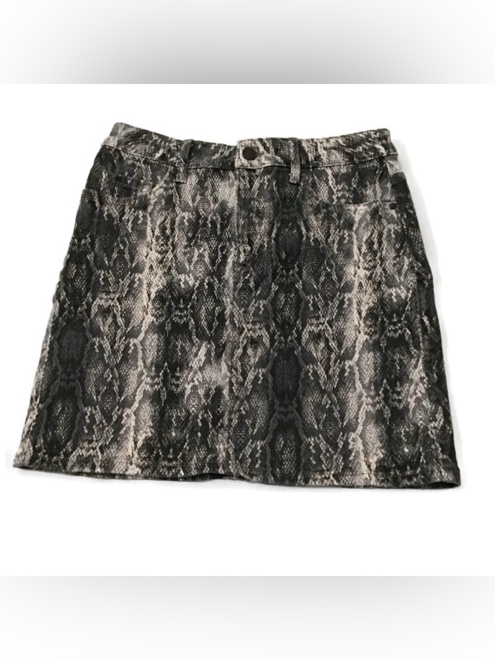 Zara Snakeskin Design Stretchy Jean Mini Skirt